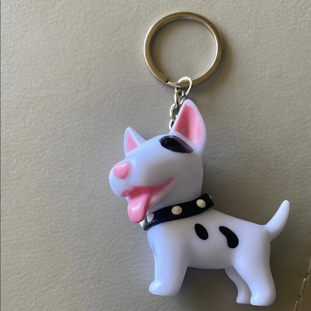 Bull Terrier Keychain with Black Collar